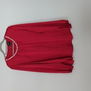 Plus Size Liz Claiborne Red Rhinestone Top